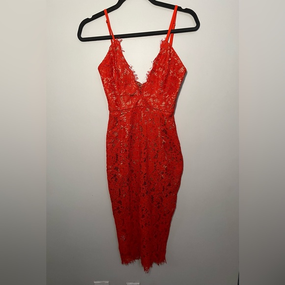 House of CB - Edeta orange lace plunge dress - Picture 5 of 7